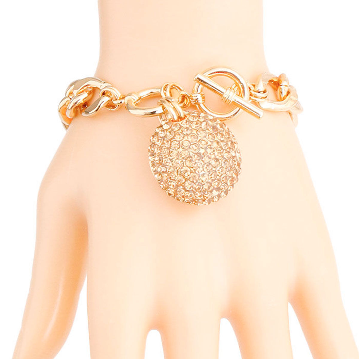 Topaz Pave Ball Toggle Bracelet