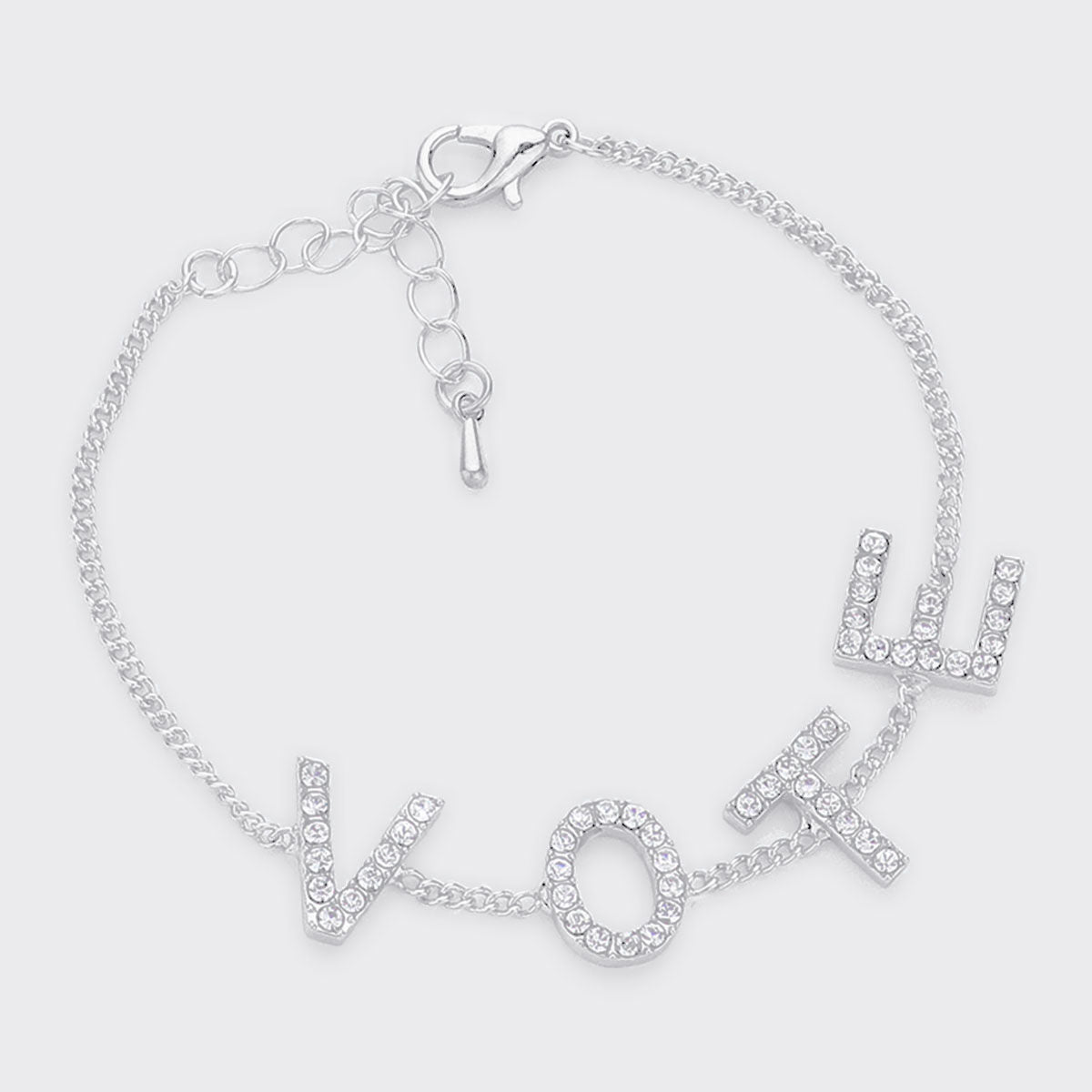 Bracelet VOTE Rhinestone Silver Chain for Women