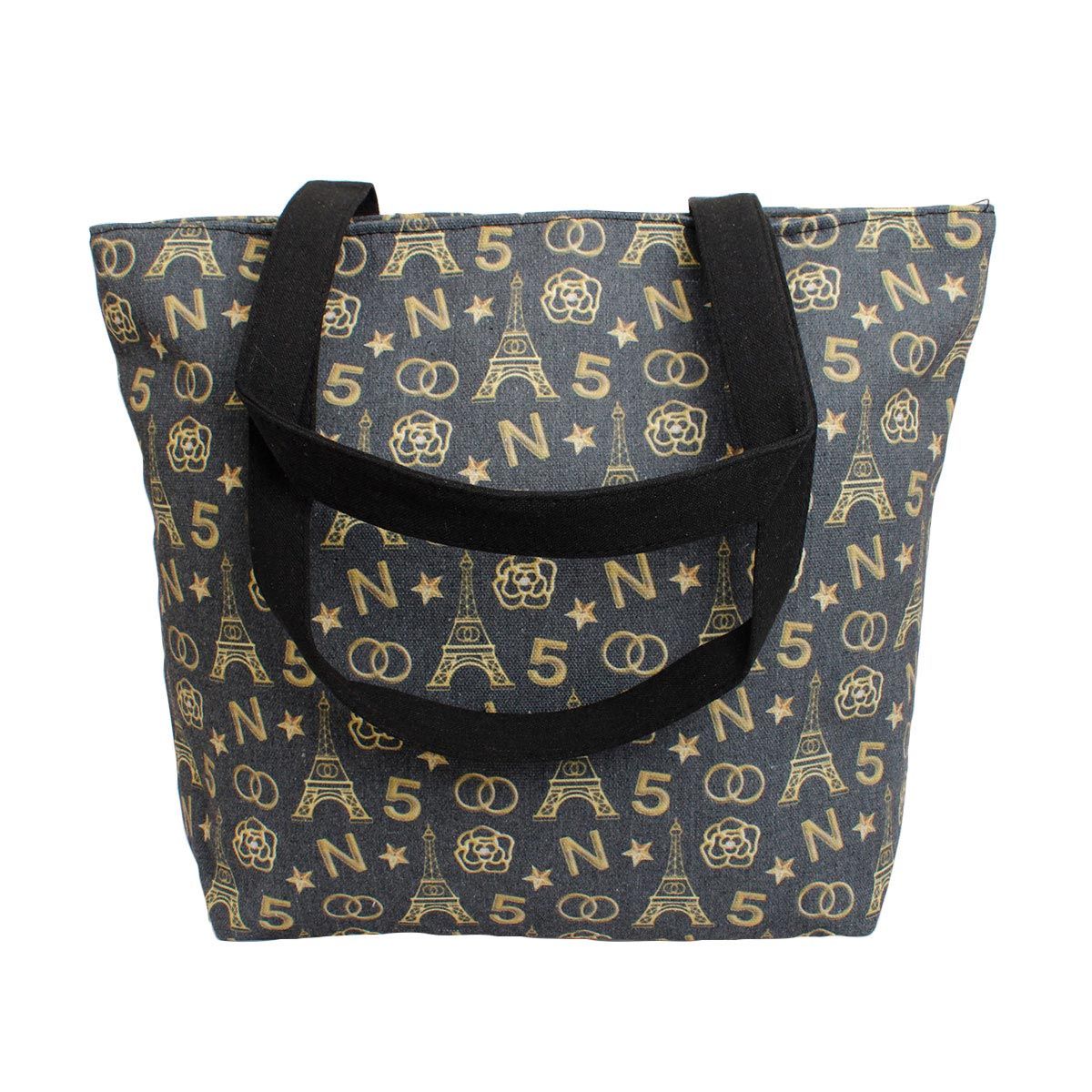 Tote Luxe Eiffel Multicolor Canvas Bag for Women