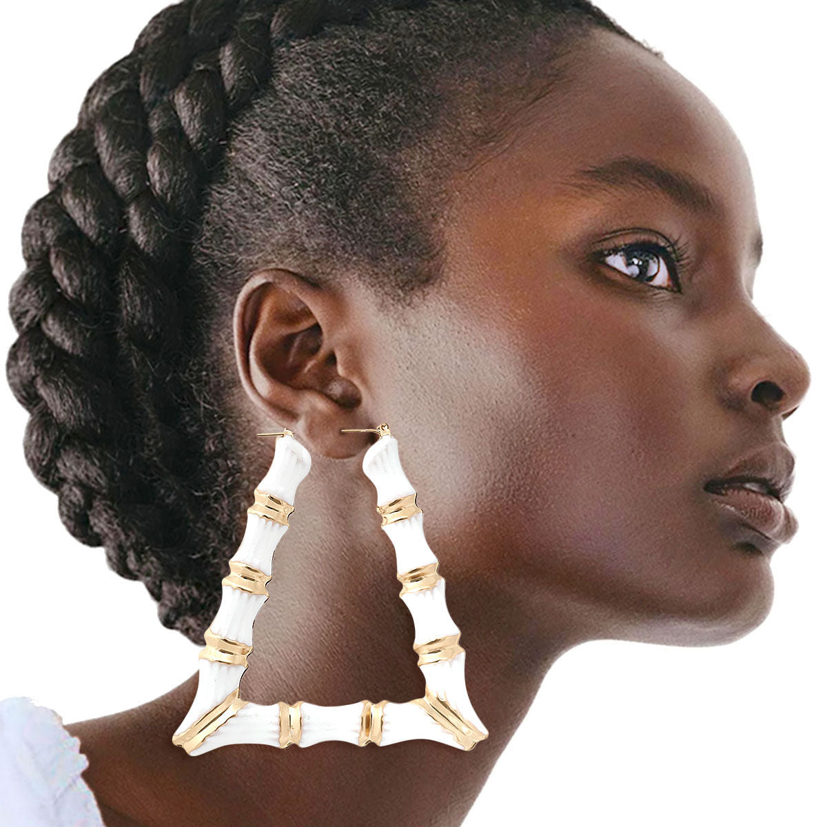 White Trapozoid Bamboo Hoops