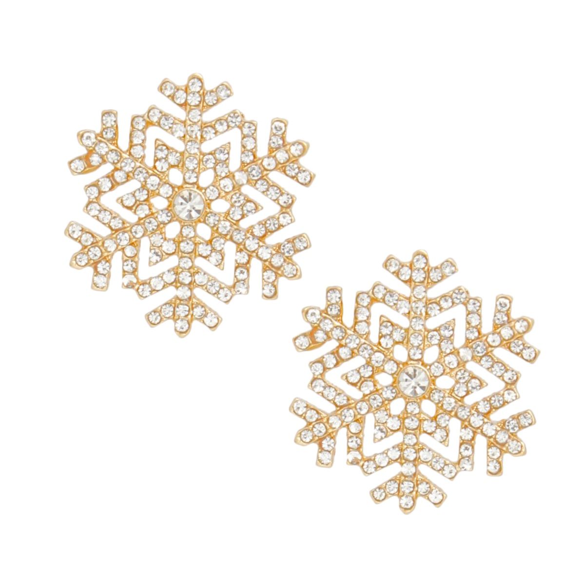 Stud Radiating Snowflake Gold Earrings for Women