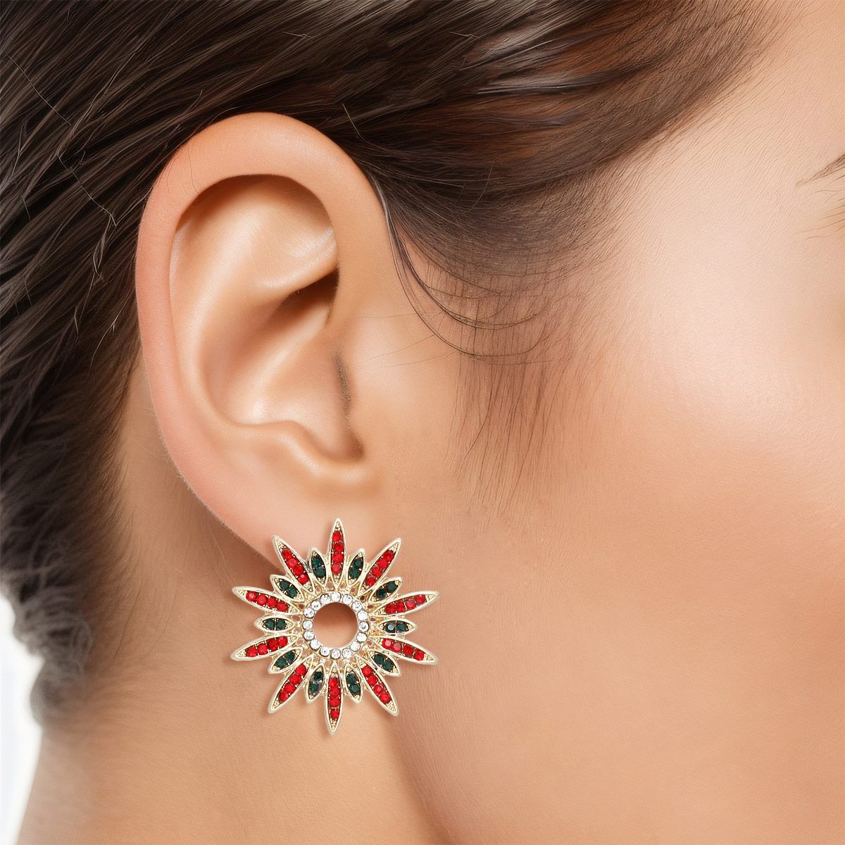 Stud Celestial Star Red Green Earrings for Women