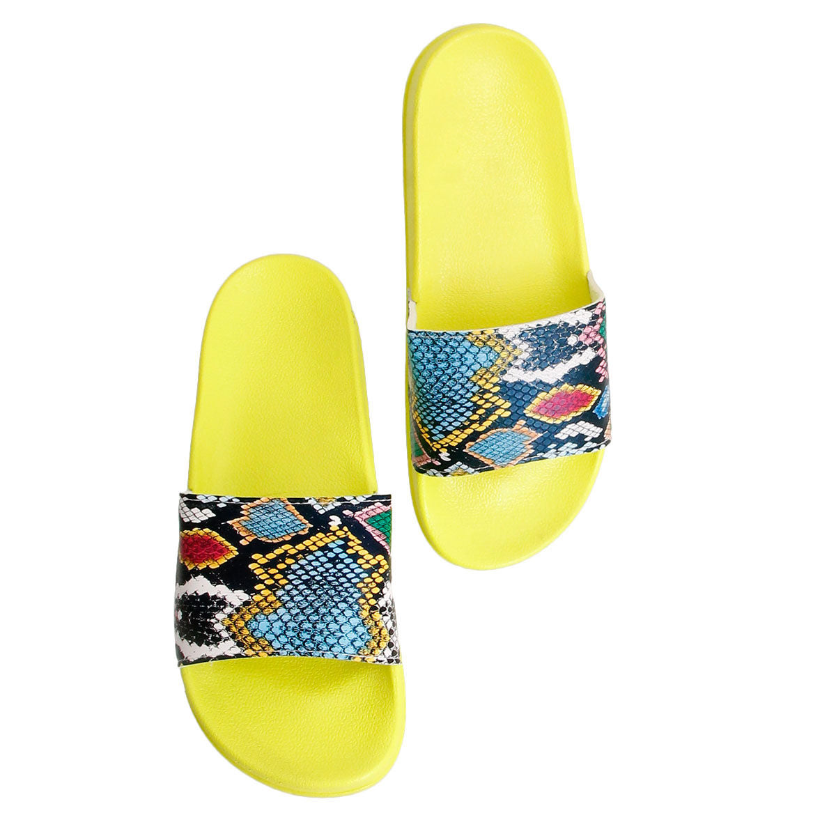 Size 9 Yellow Snake Print Slides