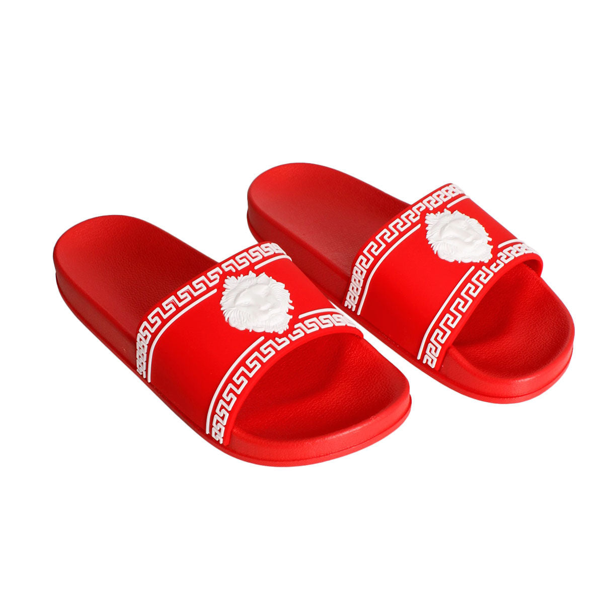 Size 7 Red Greek Key Slide