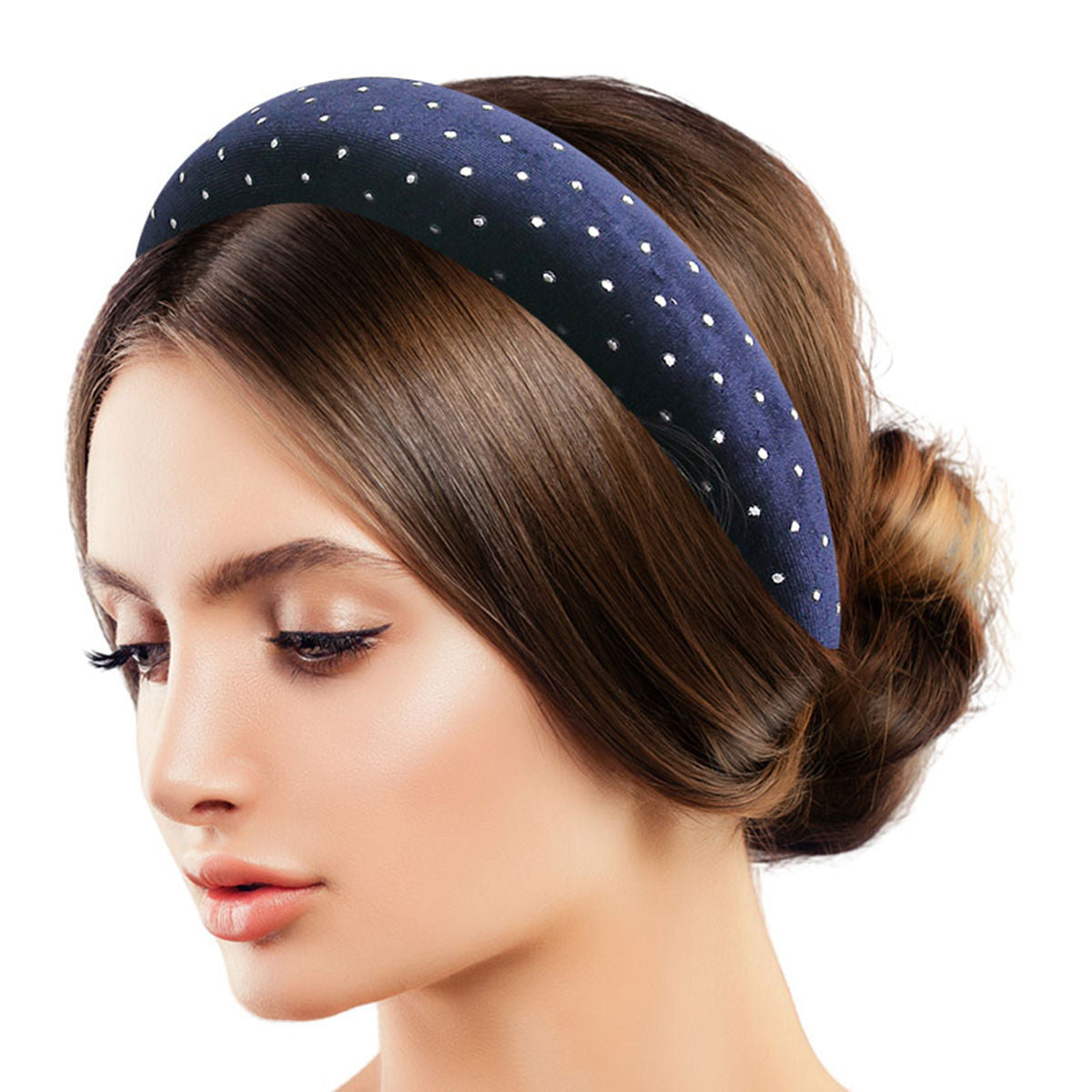 Navy Velvet Silver Stud Headband