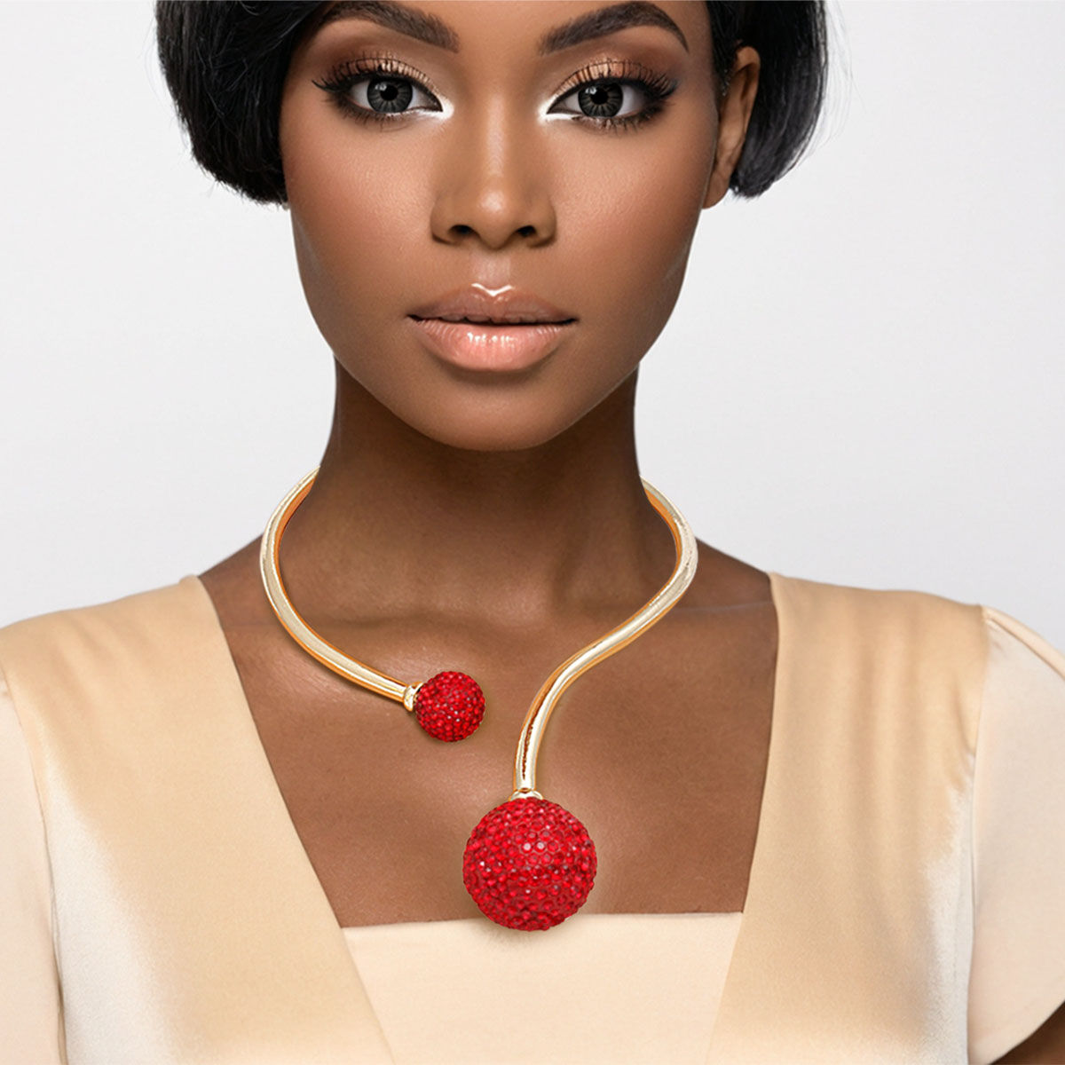 Choker Red Disco Ball Hinge Necklace for Women