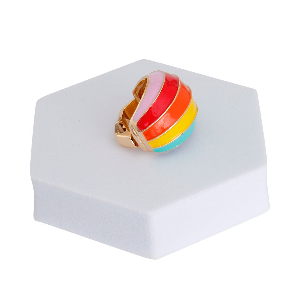 Multicolored Rainbow and Gold Dome Ring