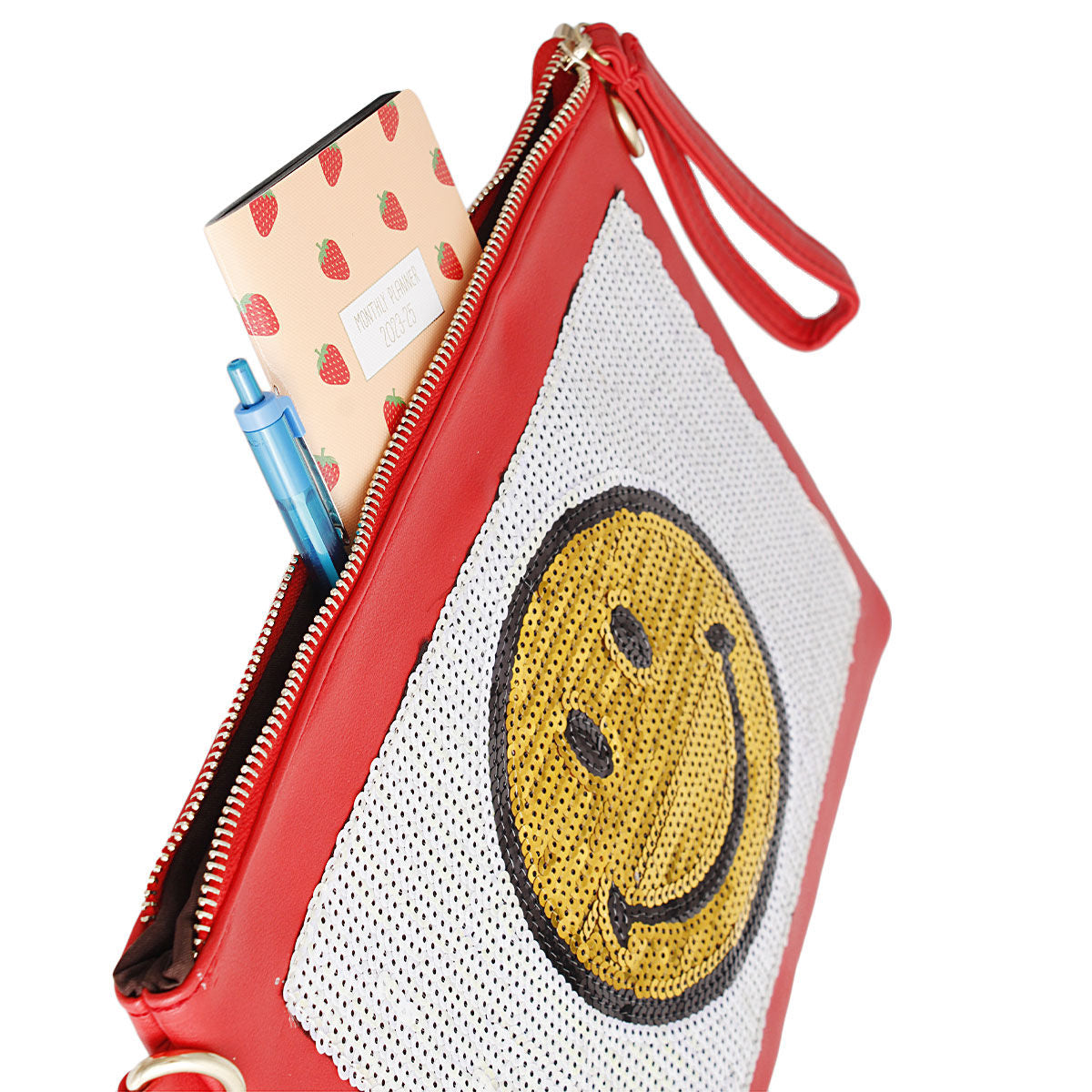 Smile Sequin Red Clutch