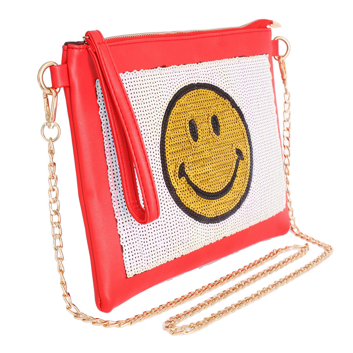 Smile Sequin Red Clutch