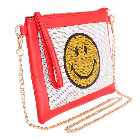 Smile Sequin Red Clutch