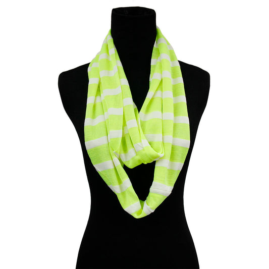 Neon Yellow Striped Infinity Scarf