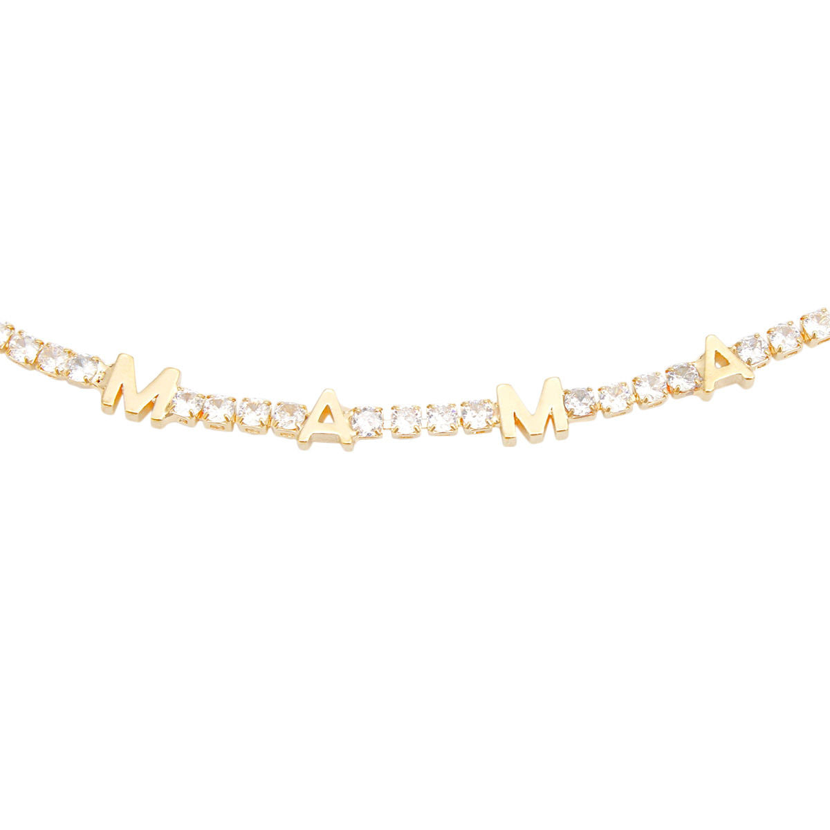 Tennis Bracelet Gold CZ Rhinestone MAMA for Women