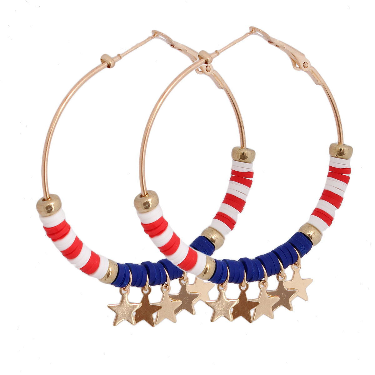 American Flag Star Dangle Hoops