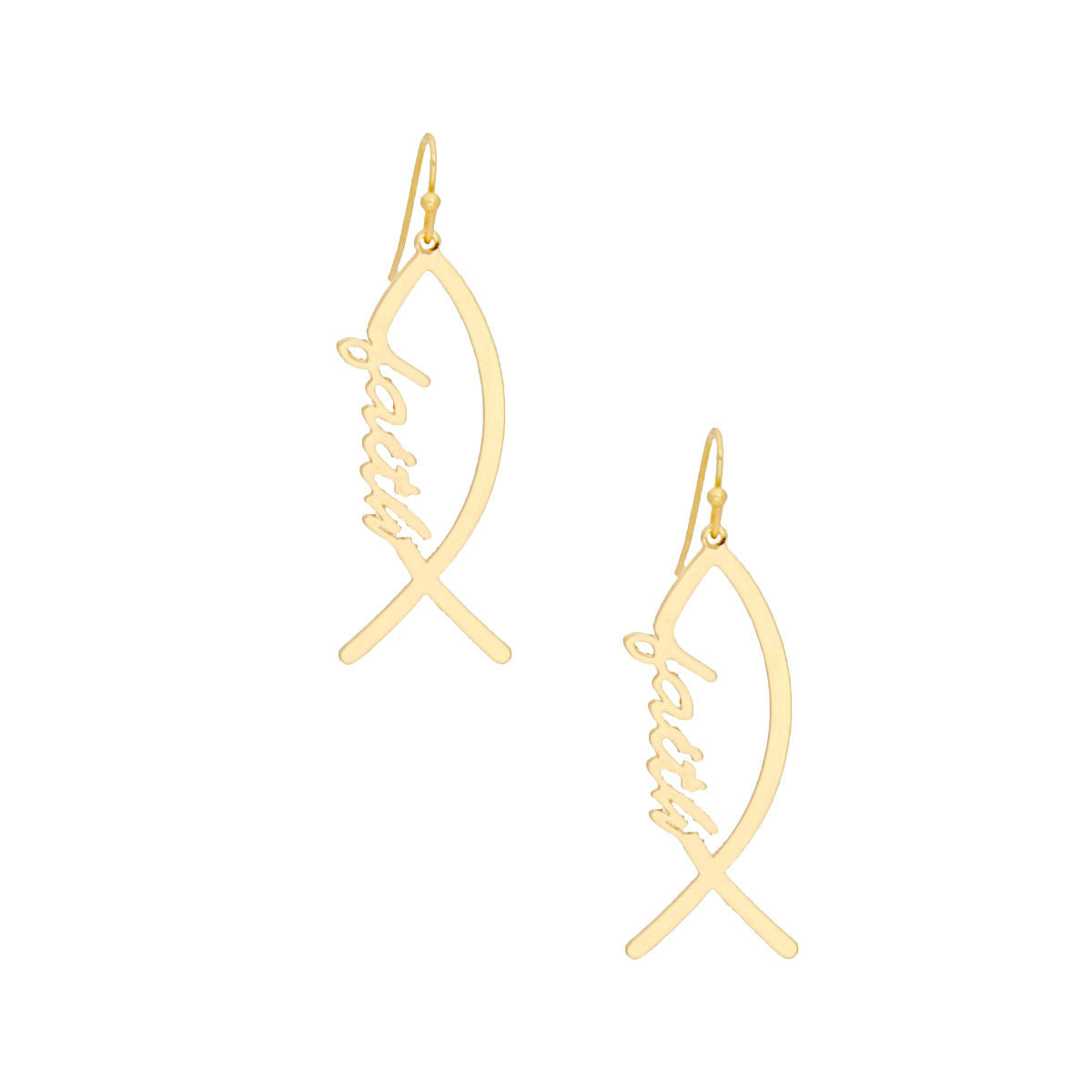 Fish Hooks Faith Fish Gold Earrings for Women