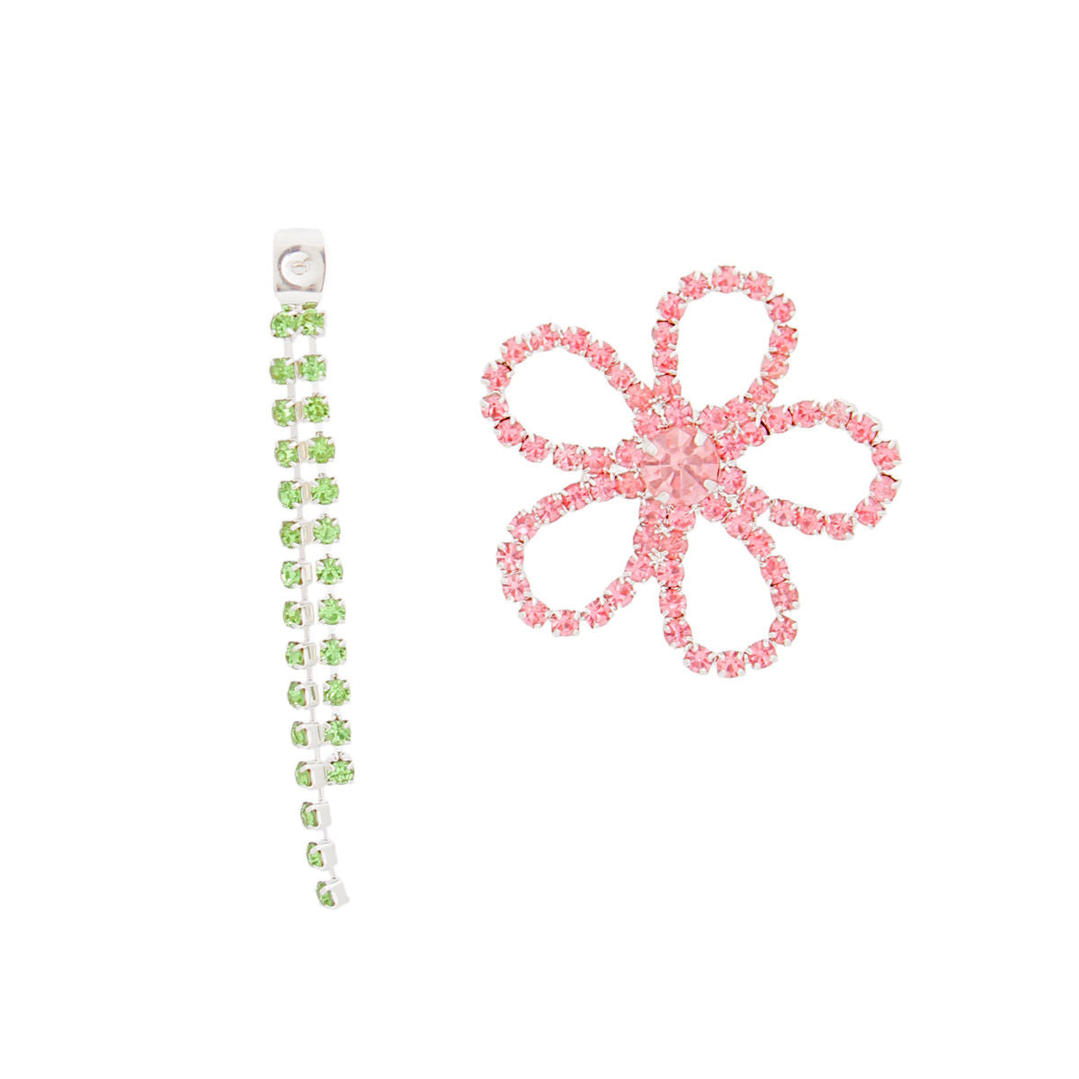 Jacket Pink Green Stone Daisy Earrings for Women