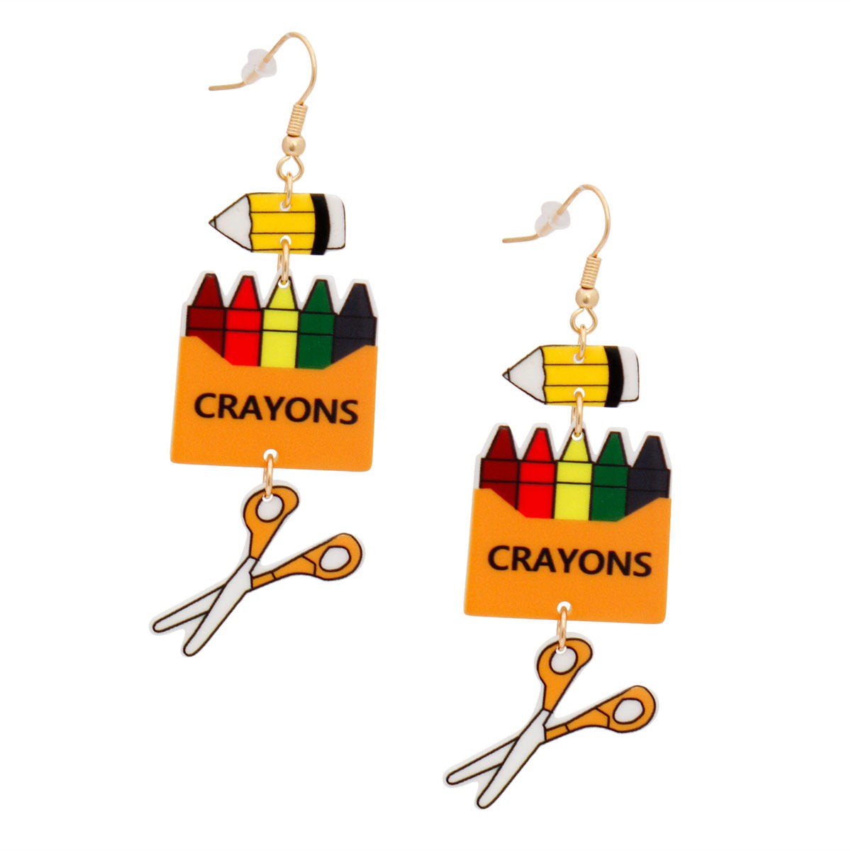 Fish Hook Crayons Pencil Scissor Earrings Women