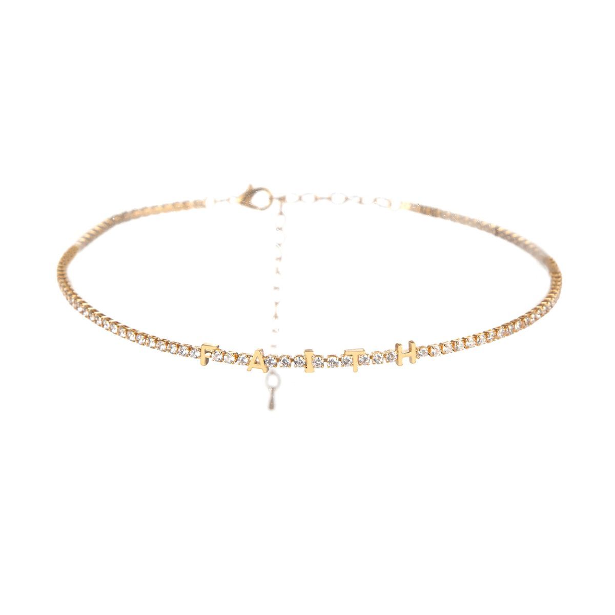 Gold CZ Faith Tennis Choker