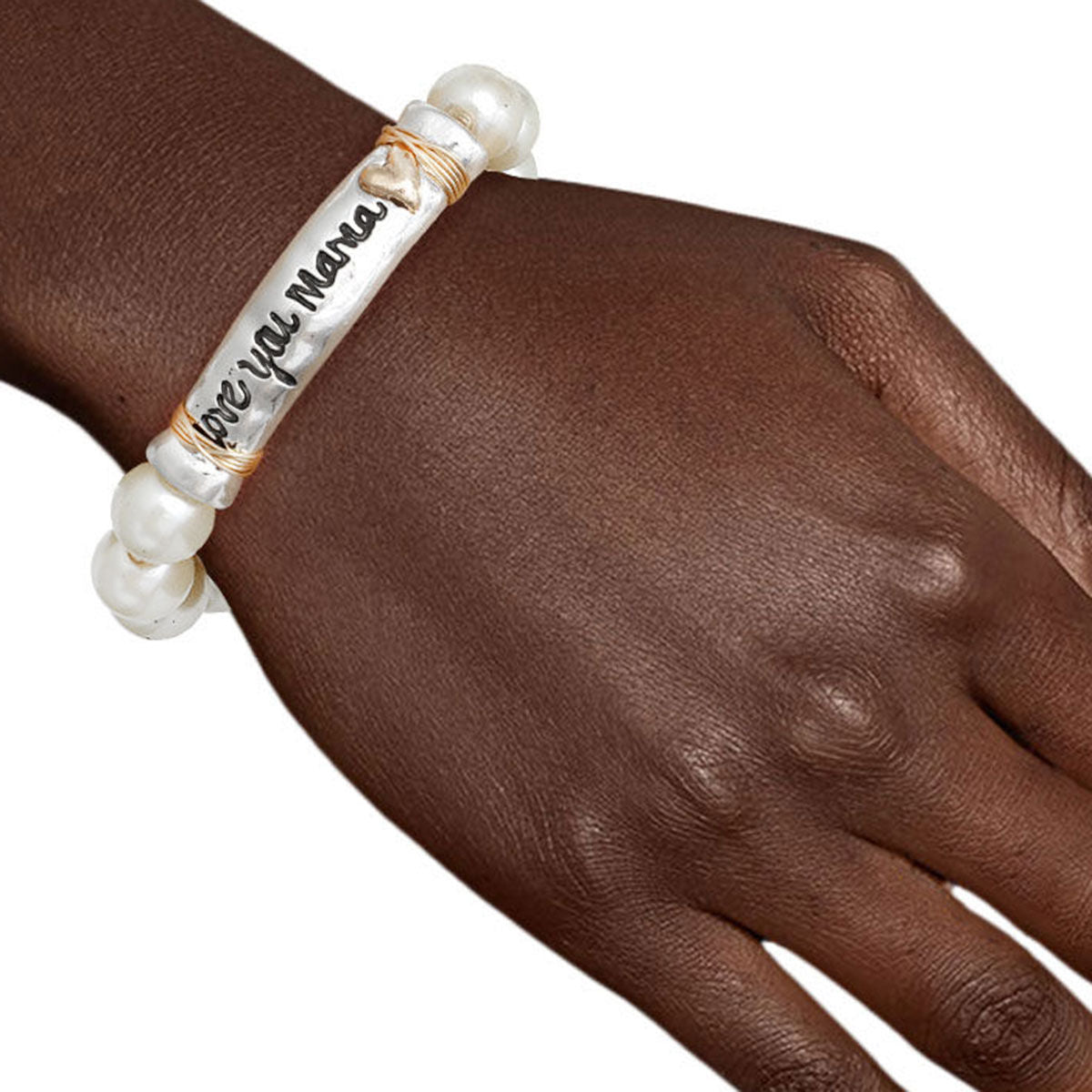 Pearl Silver Love You Mama Bracelet