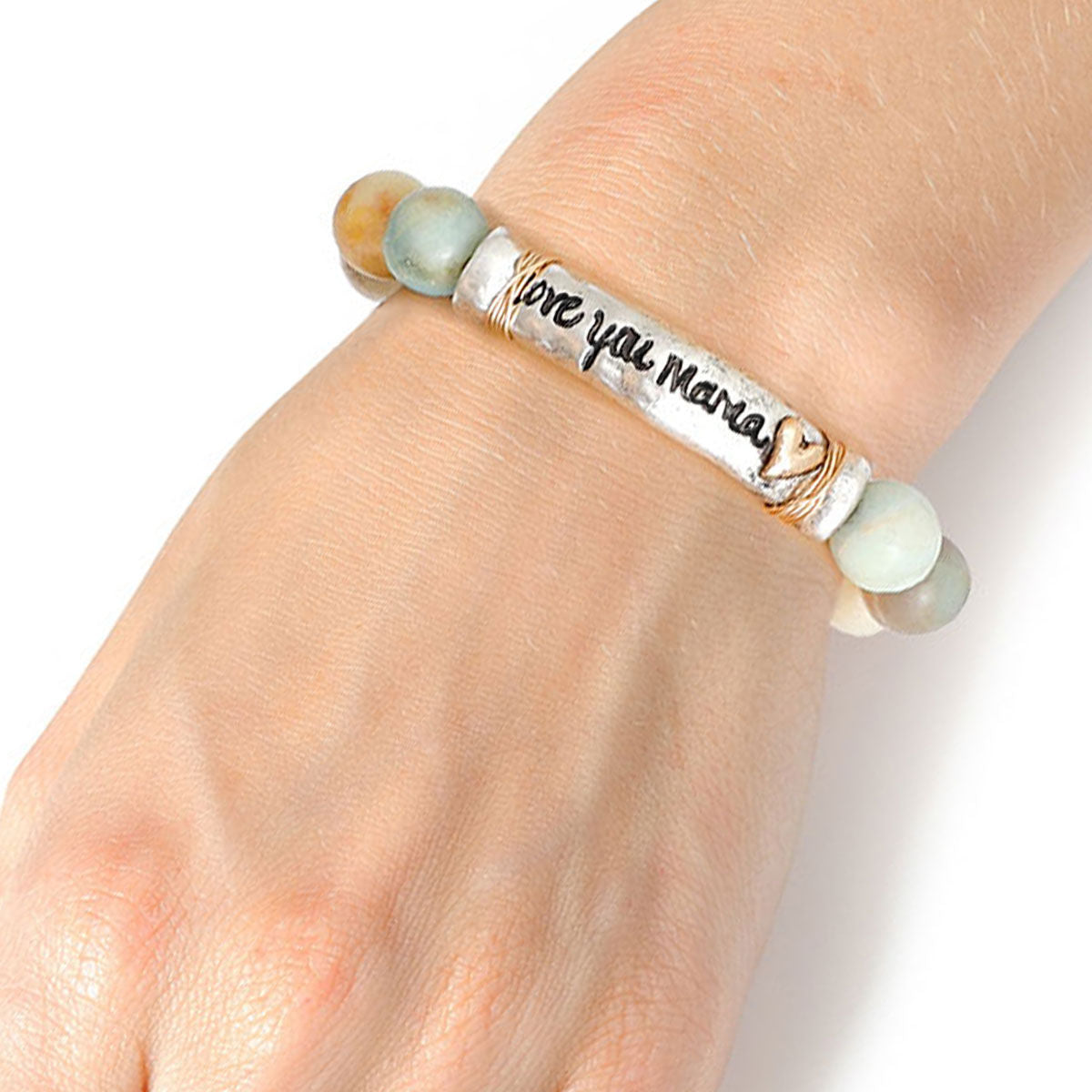 Natural Stone Bead Love you Mama Bracelet