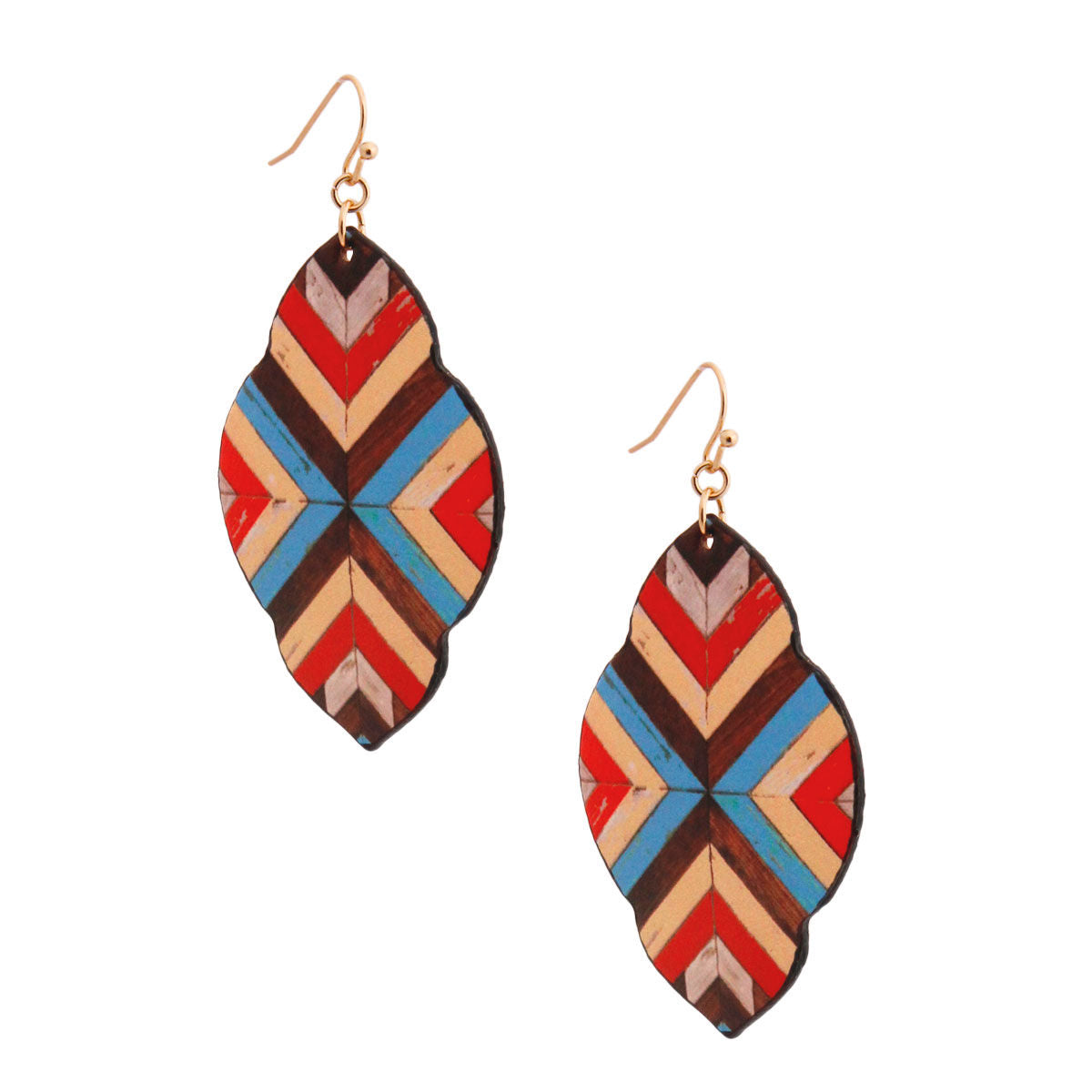 Multi Mosaic Leather Quatrefoil Earrings