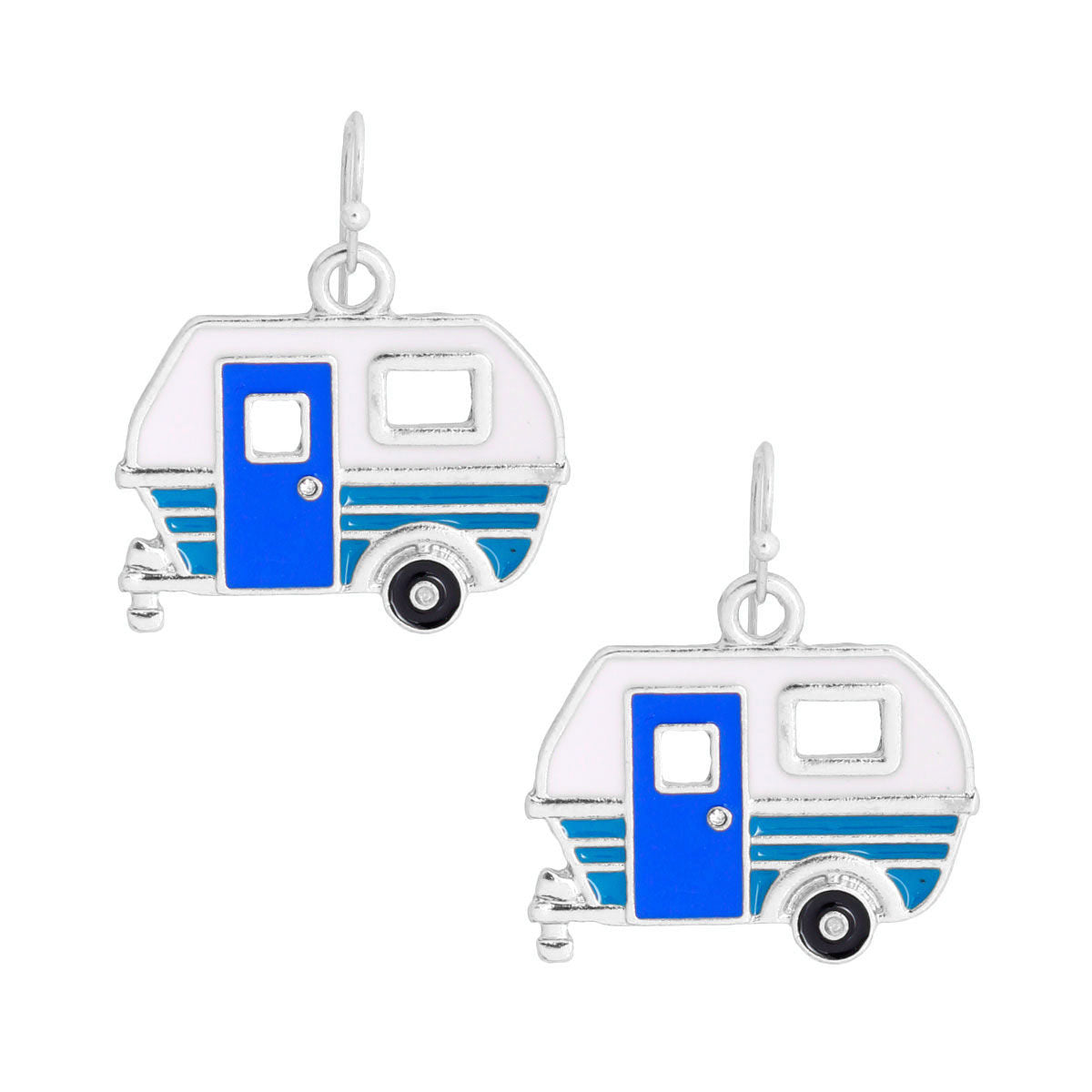 Silver and Blue Camper Earrings