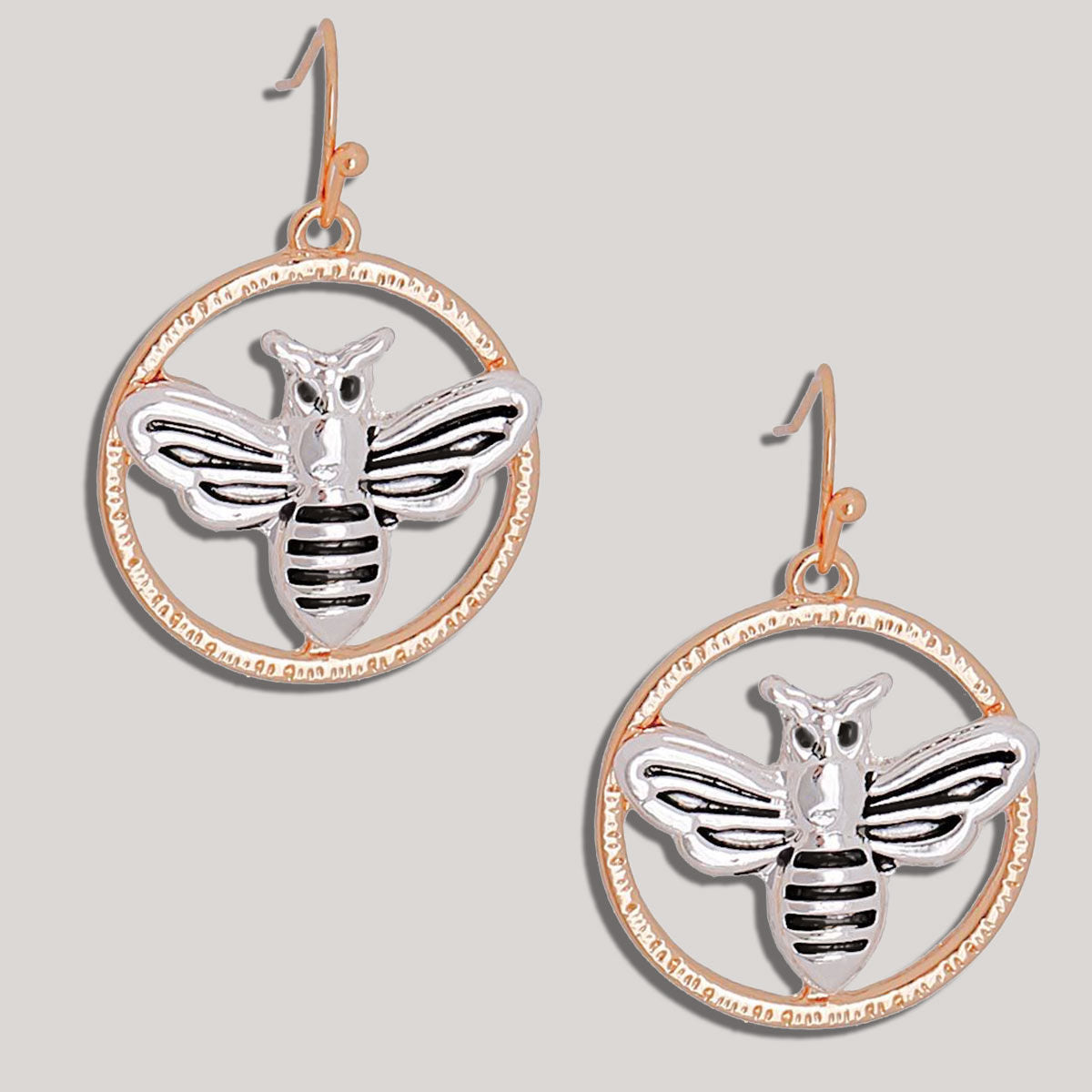 Burnished Metal Bee Earrings