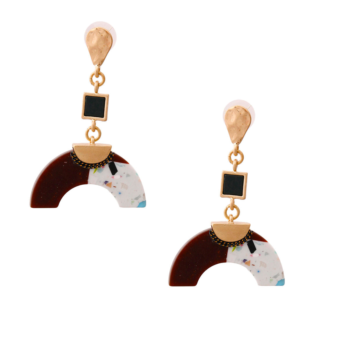 Gold Drop Earrings - Horn Shaped