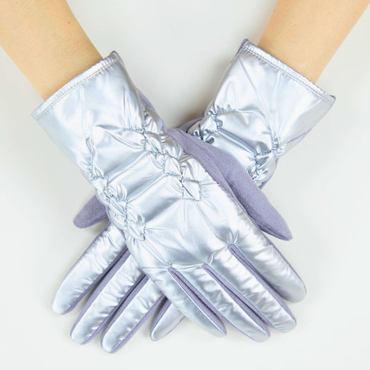 Gloves Silver Puffer Winter Gloves for Women